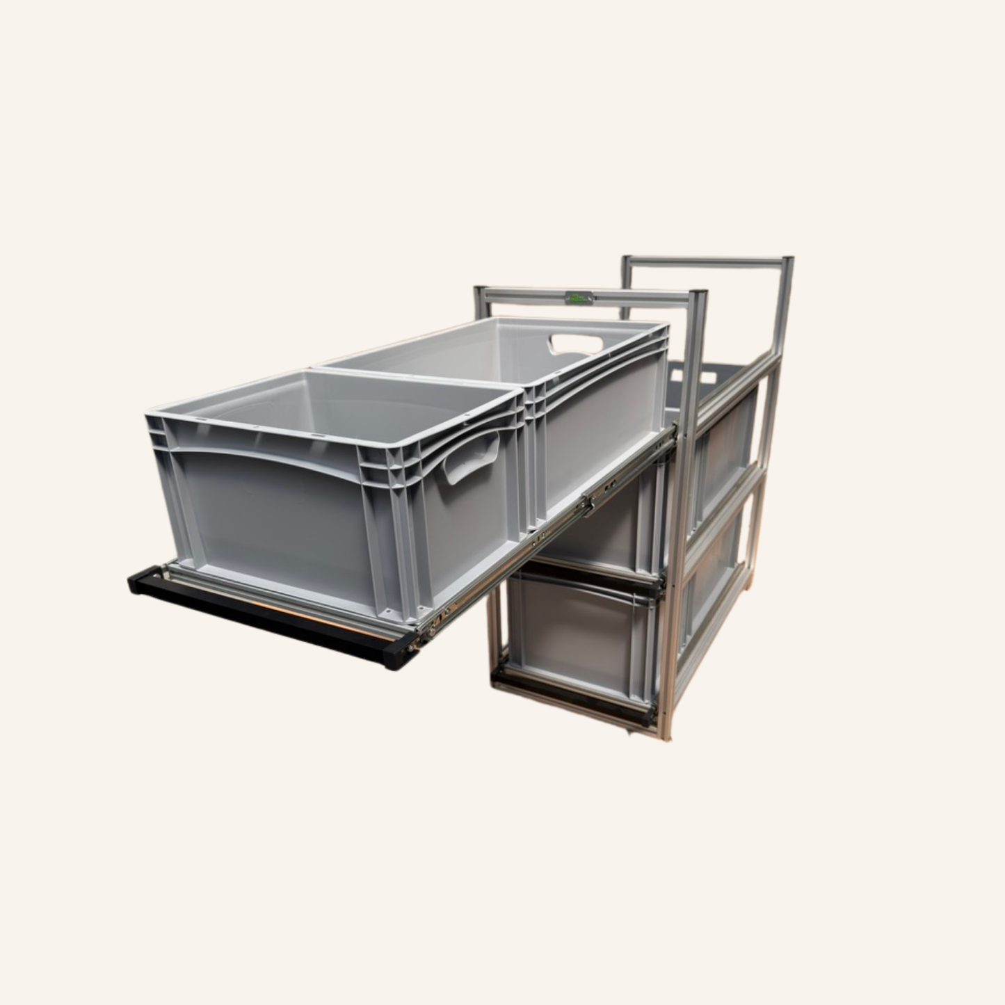 Uitgetrokken driedubbele schuifmodule 1265 × 505 mm voor mobilhomegarage