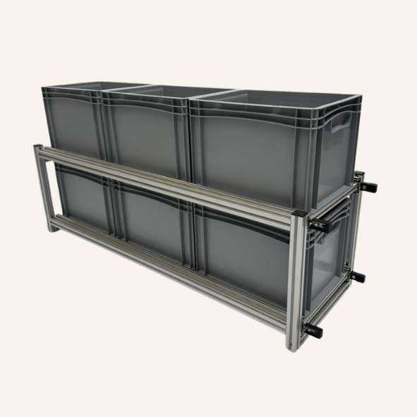 Dubbele schuifmodule van 73 cm hoog voor mobilhomegarage