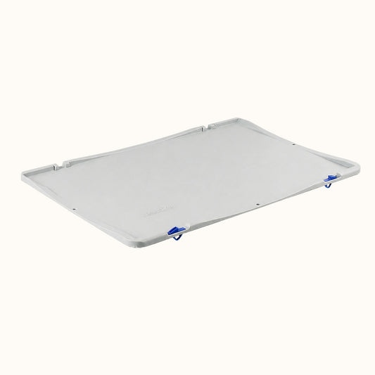 Grijs deksel voor Euronorm bak 40 x 30 cm met blauwe clips