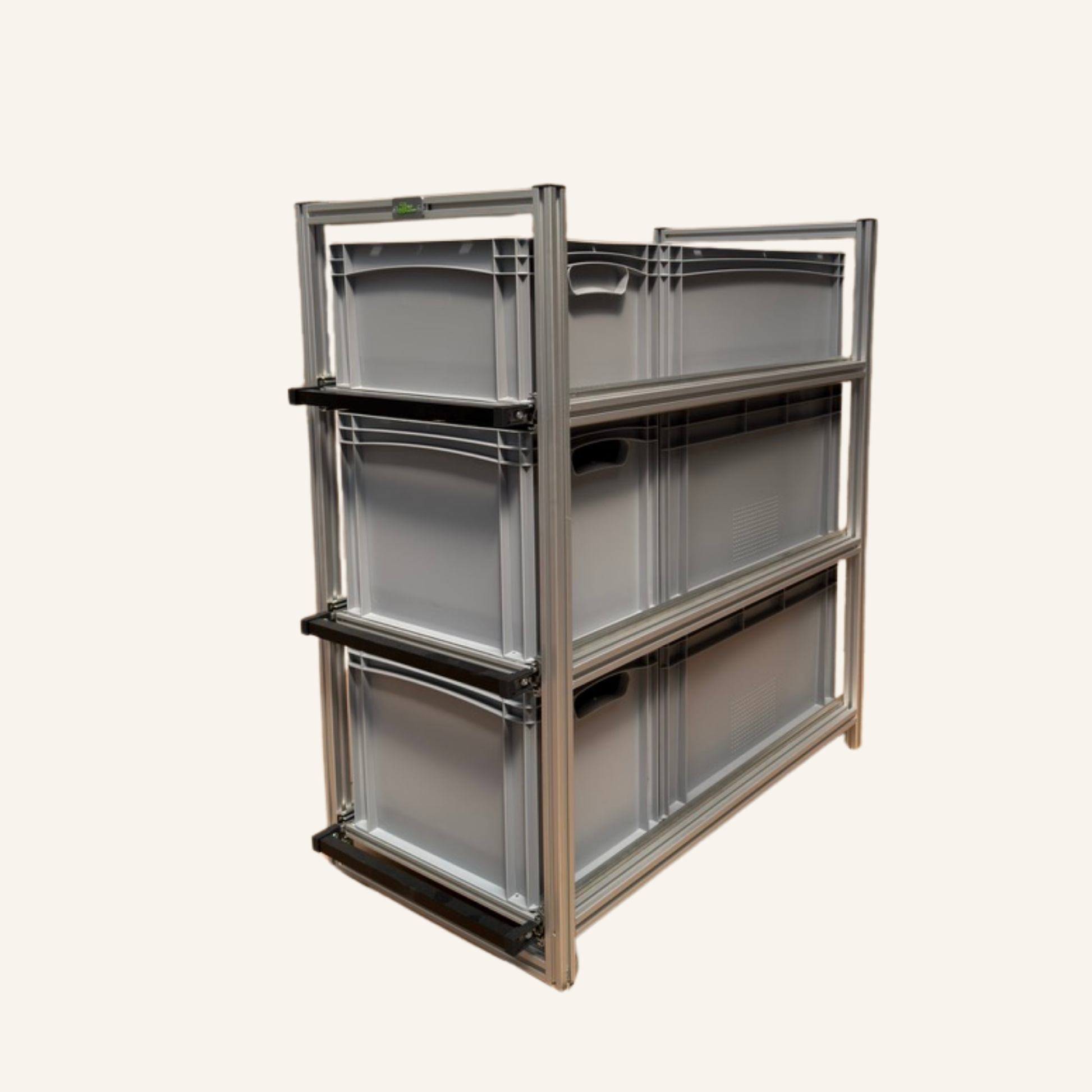 Tredobbelt skydemodul 965 × 505 mm til autocamper med Euronorm-kasser