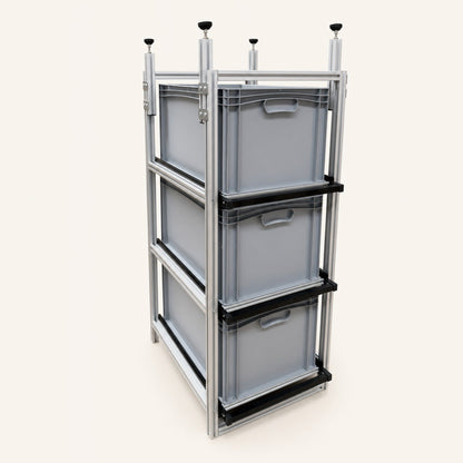 Module coulissant triple vertical avec trois bacs Euronorm