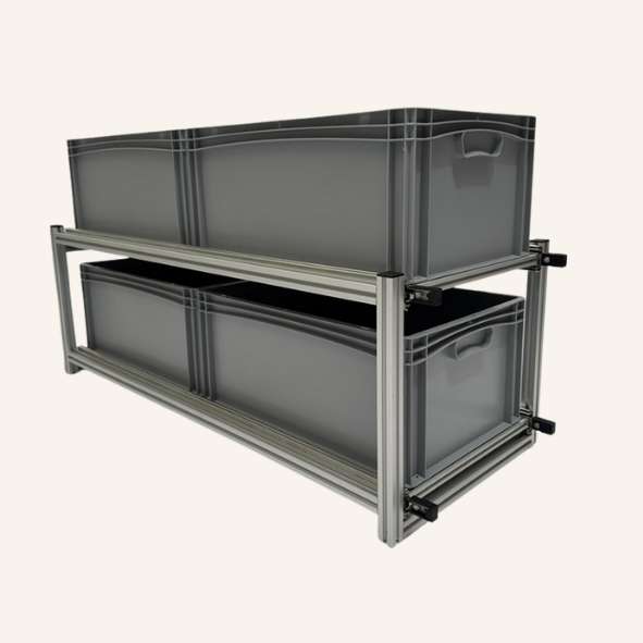 Dubbele schuifmodule met 4 Euronorm bakken 60 x 40