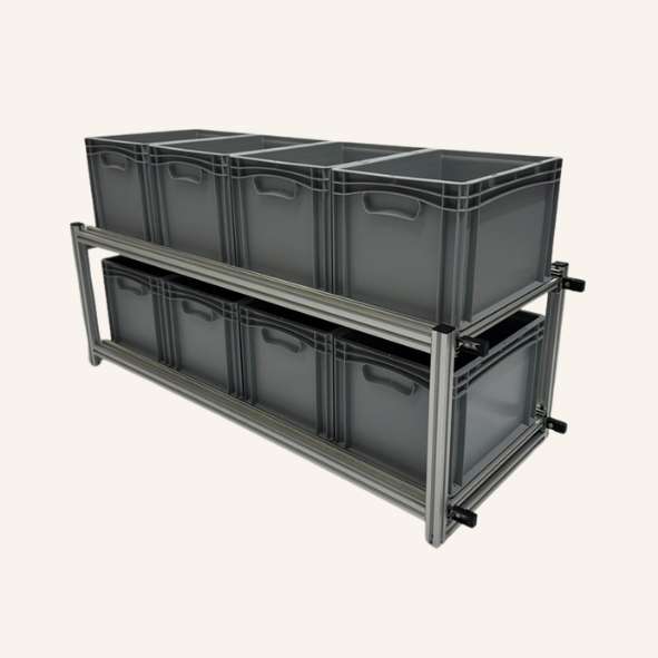 Dubbele schuifmodule met 8 Euronorm bakken 40 x 30