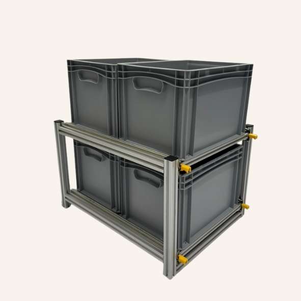 Dubbele schuifmodule met 4 Euronorm bakken 40 x 30