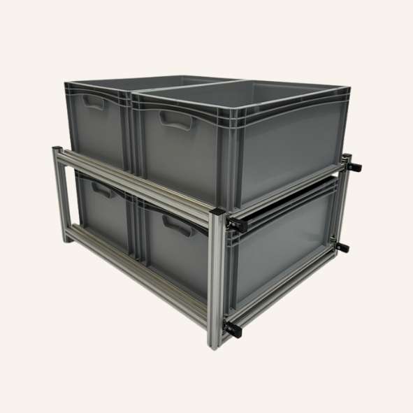Dubbele schuifmodule met 4 Euronorm bakken 60 x 40