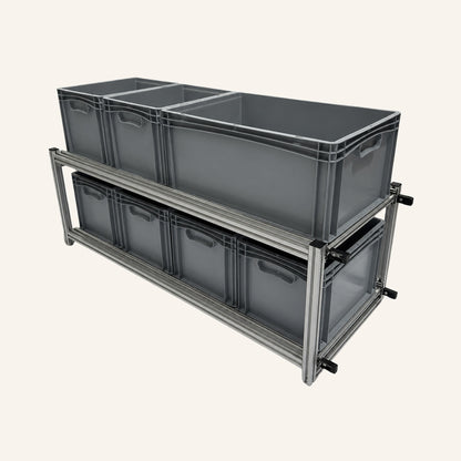 Module double avec 6 bacs Euronorm 40 × 30 et 1 bac Euronorm 60 × 40