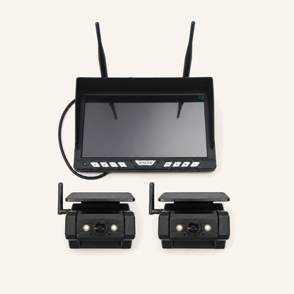 Kampfinity camerasysteem met 10,1-inch monitor en 2 zwarte magnetische zonnecamera’s