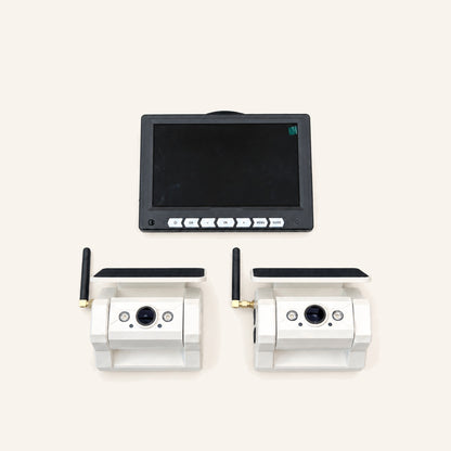 Kampfinity camerasysteem met 7-inch monitor en 2 witte magnetische zonnecamera’s