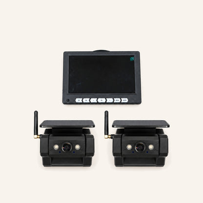 Kampfinity camerasysteem met 7-inch monitor en 2 zwarte magnetische zonnecamera’s