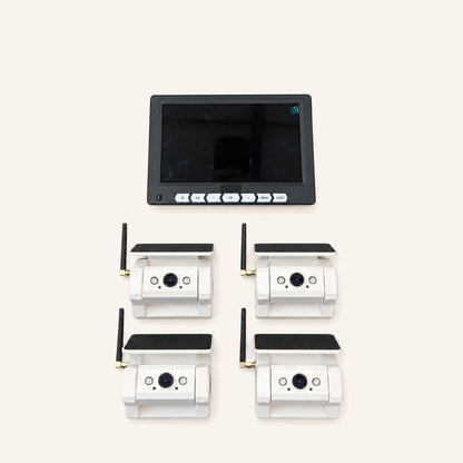 Kampfinity camerasysteem met 7-inch monitor en 4 witte magnetische zonnecamera’s