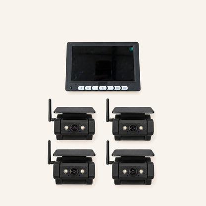 Kampfinity camerasysteem met 7-inch monitor en 4 zwarte magnetische zonnecamera’s