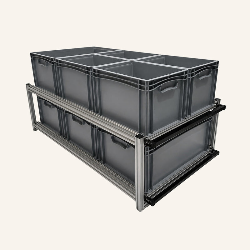 Module coulissant double 1285 × 705 × 640 mm pour fourgon aménagé